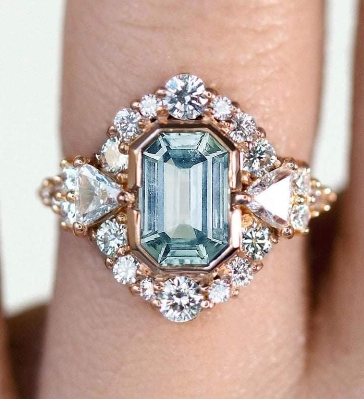 Jewels - natural aquamarine - diamonds 2